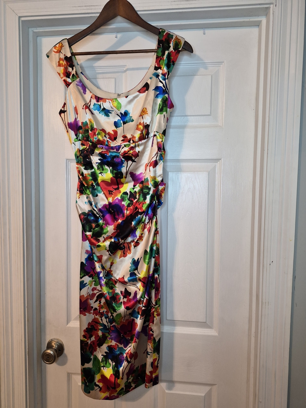 Maggy London Floral Multicolor Sleeveless Sheath Dress Size 10